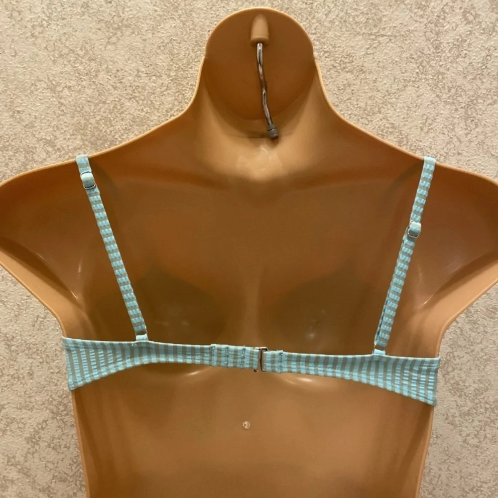 Xhilaration Seafoam Blue Green Striped Bikini Top
